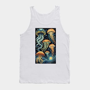 Starry Night's Aquatic Ballet: Van Gogh-Inspired Jellyfish Symphony Tank Top